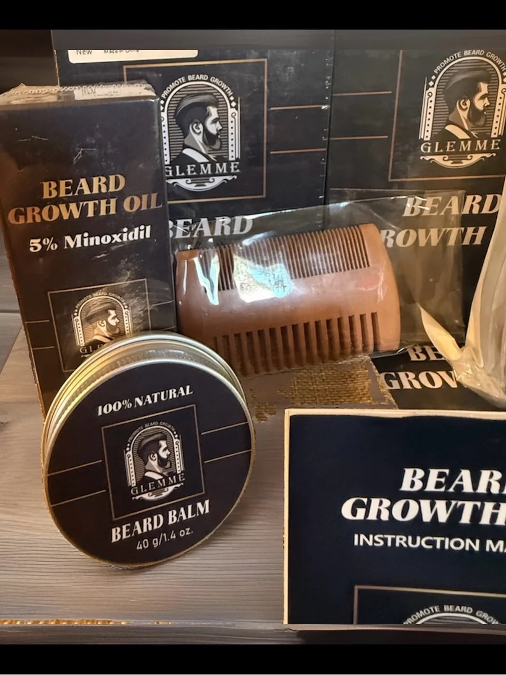 Premium Beard Growth Kit for Men -  Derma Roller, Beard Balm,Comb & Travel Bag